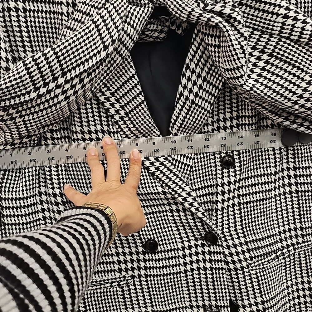 Checkered, Blazer, Office, Casual, Basic, Fun, Party, Work, Black, Women's, Warm - Picture 3 of 6